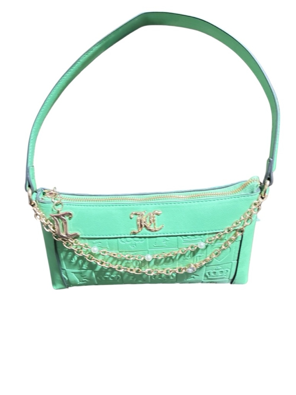 Juicy Couture Mint Green Shoulder Bag with Gold Chain Accents